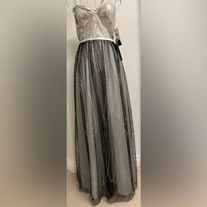 M X I Stunning Black and Silver Prom Dress with Sequins and Sparkle